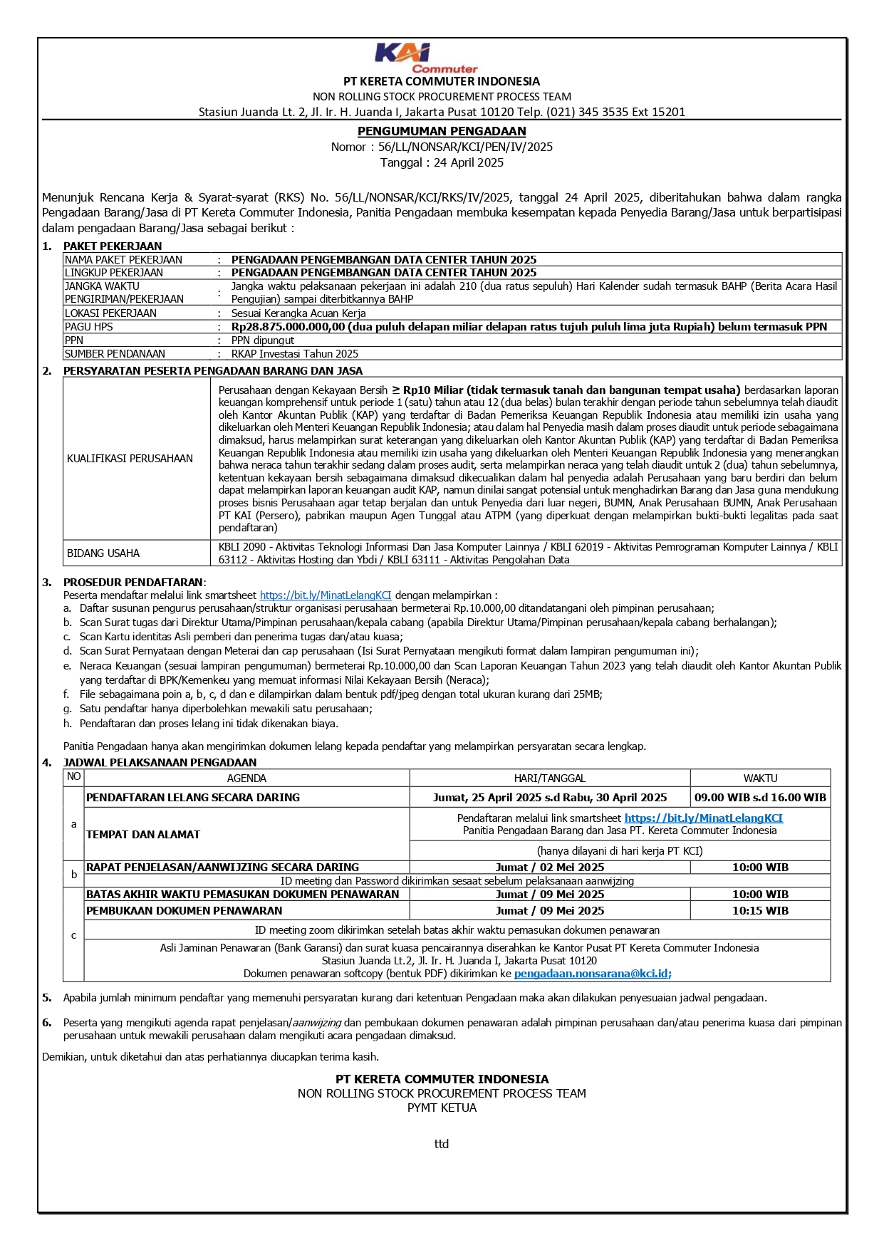 2 pengumuman 56 pengadaan pengembangan data center tahun 2025 page 0001
